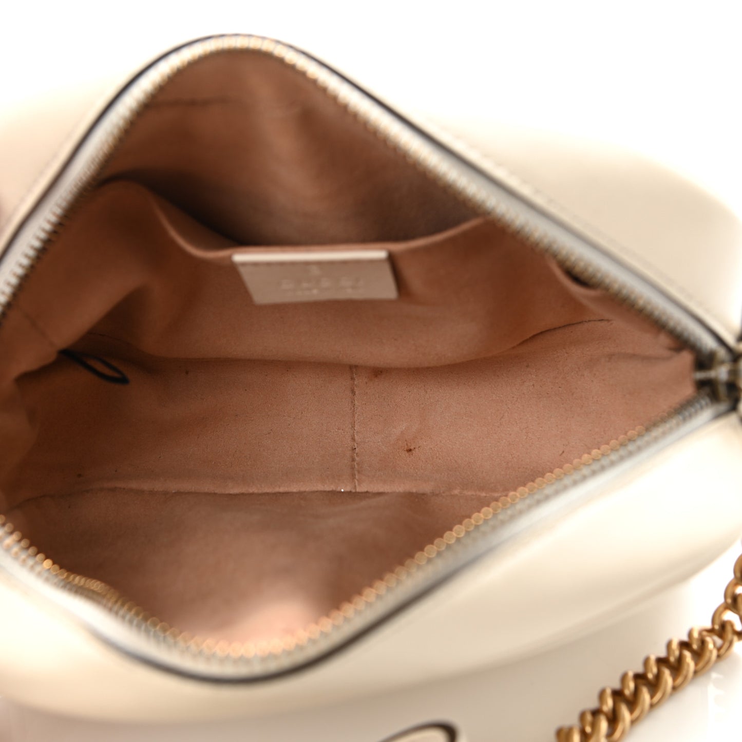 Calfskin Matelasse Mini GG Marmont Chain Shoulder Bag White