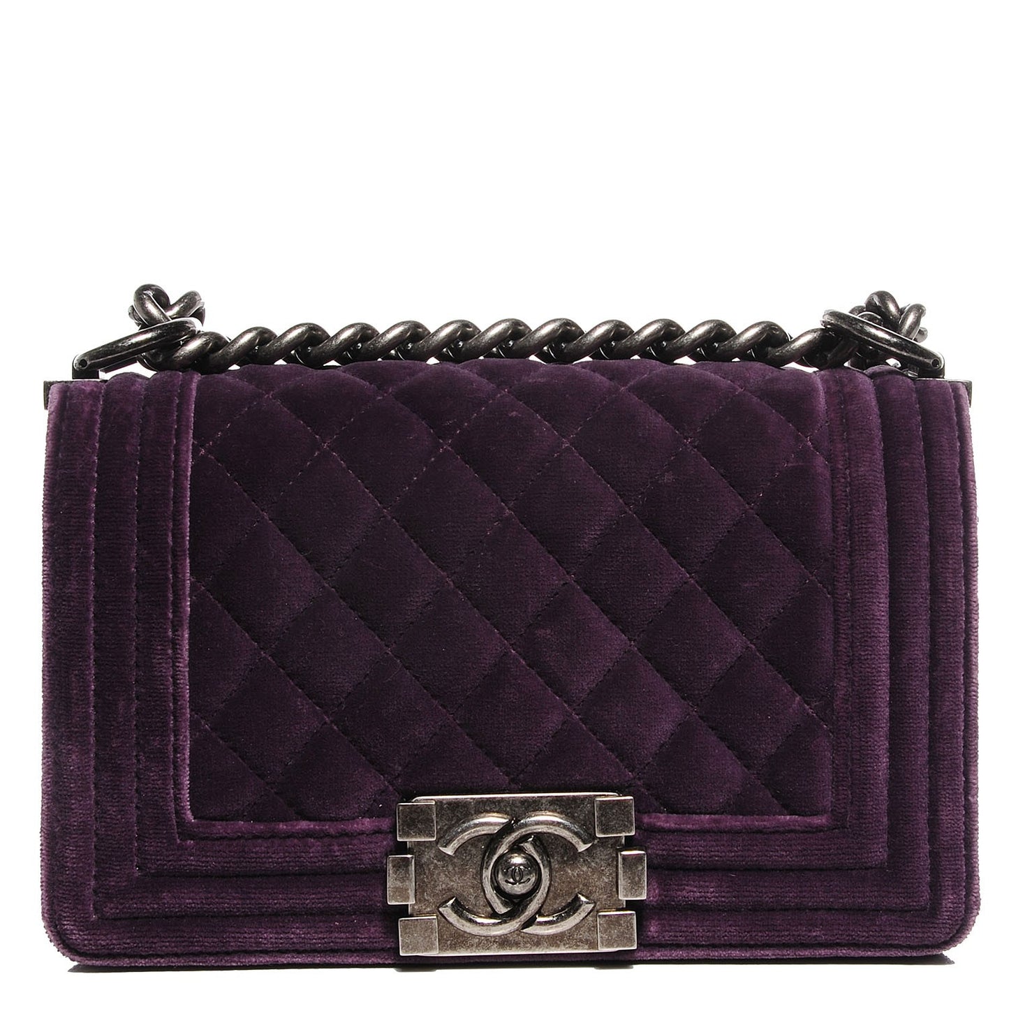 Velvet Quilted Small Boy Flap Purple