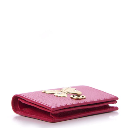 Gucci Pebbled Calfskin Butterfly Card Case Pink 4 of 5