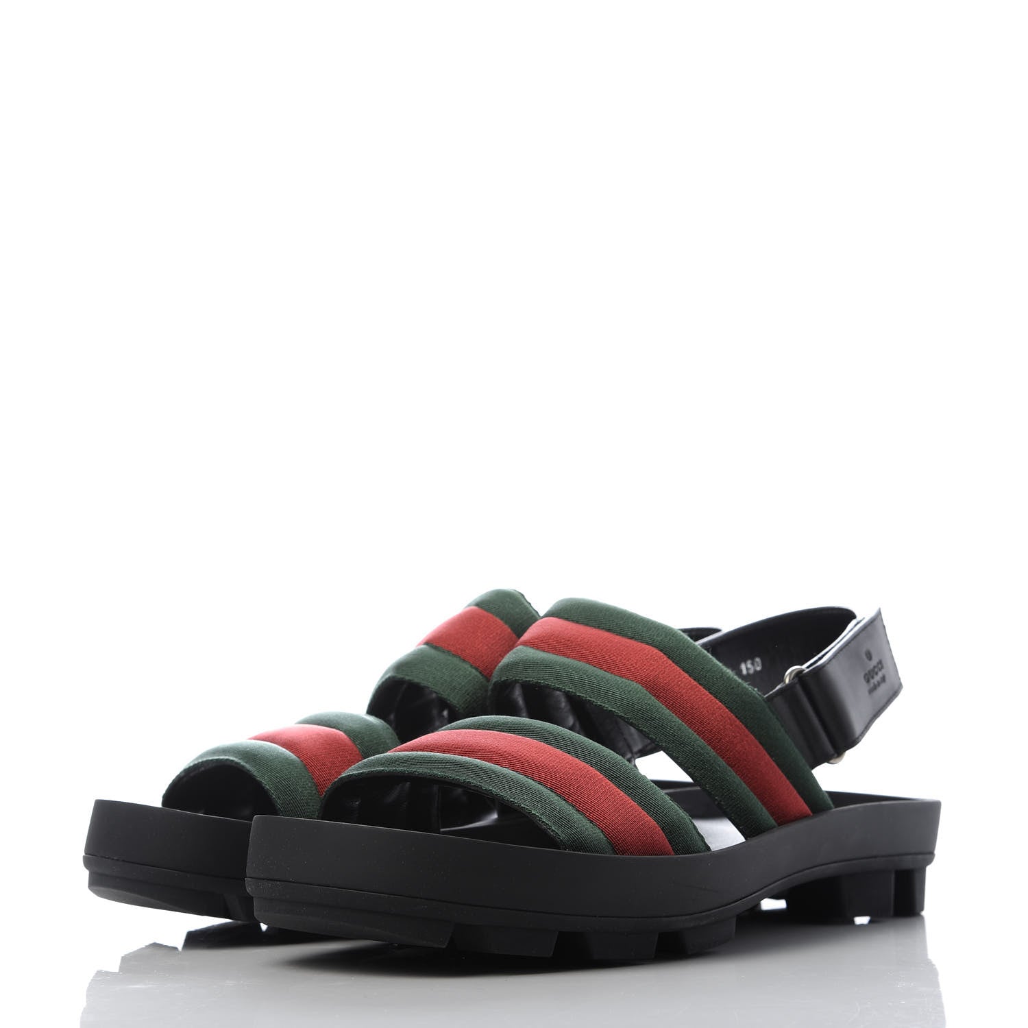Gucci Nylon Cirano Lux Web Mens Cleat Sole Slingback Sandals 9.5 Green Red Black 3 of 10