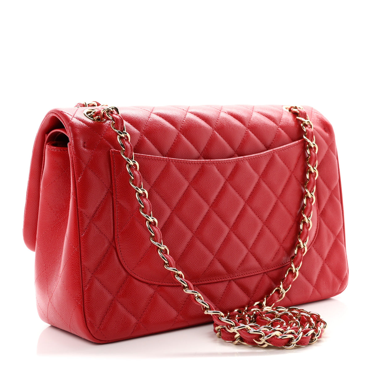 Chanel Caviar Quilted Jumbo Double Flap Red 3 of 10