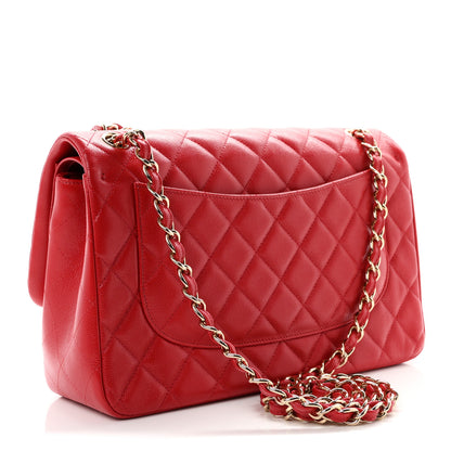 Chanel Caviar Quilted Jumbo Double Flap Red 3 of 10