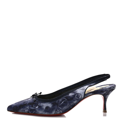 Christian Louboutin Denim Tie Dye Punk Hall Slingback Flats 37 Navy Multicolor 1 of 7