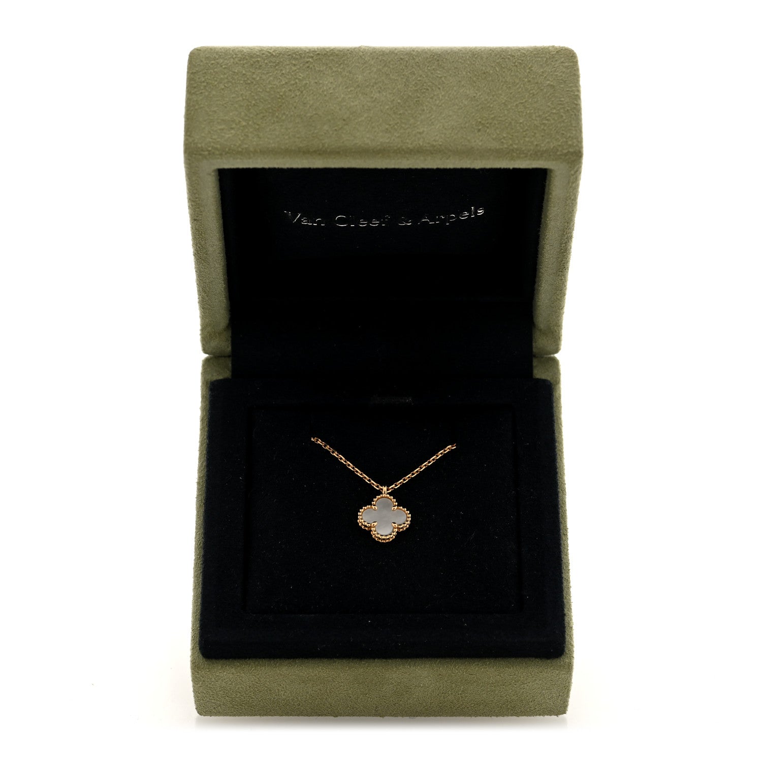 Van Cleef & Arpels 18K Yellow Gold Mother of Pearl Sweet Alhambra Pendant Necklace 5 of 5