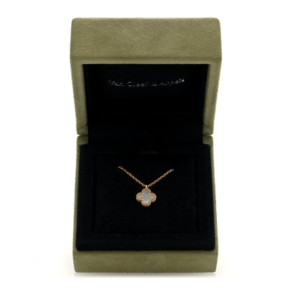 Van Cleef & Arpels 18K Yellow Gold Mother of Pearl Sweet Alhambra Pendant Necklace 5 of 5