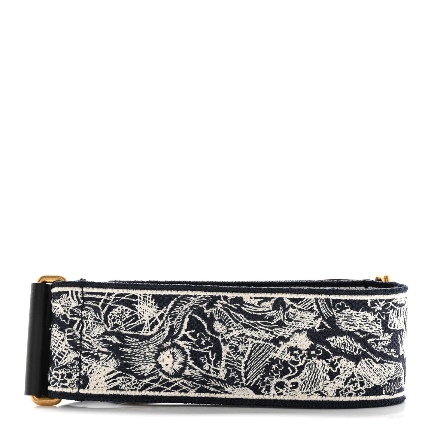 Canvas Embroidered Toile De Jouy Shoulder Strap Black