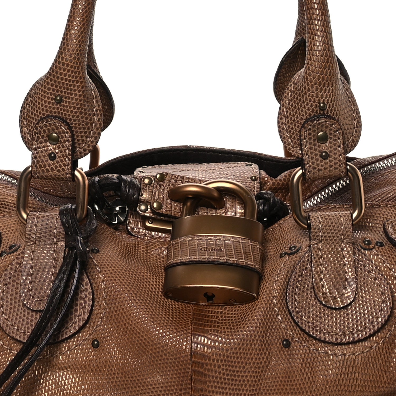 Chloe Lizard Medium Paddington Satchel Bronze 8 of 12