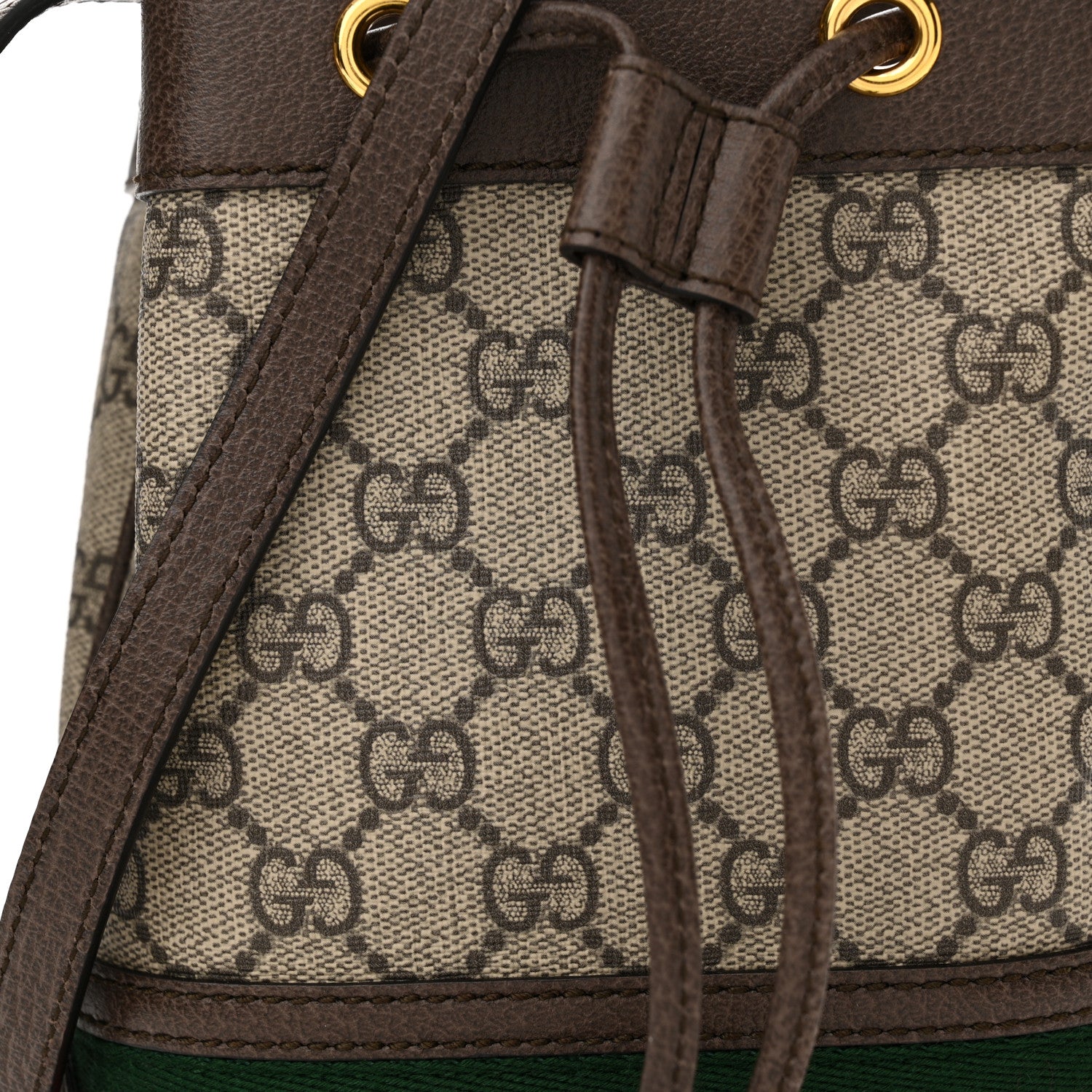 Gucci GG Supreme Monogram Web Mini Ophidia Bucket Bag Brown 8 of 11