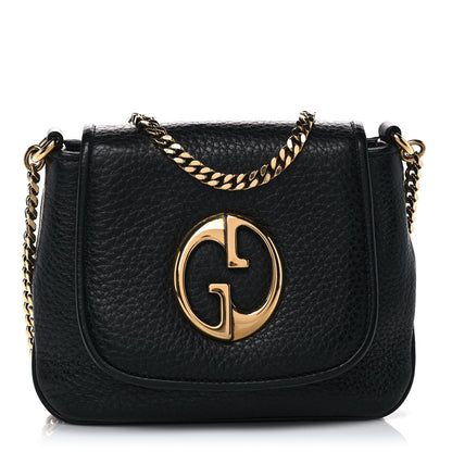 Gucci Pebbled Calfskin Small 1973 Chain Shoulder Bag Black 1 of 11
