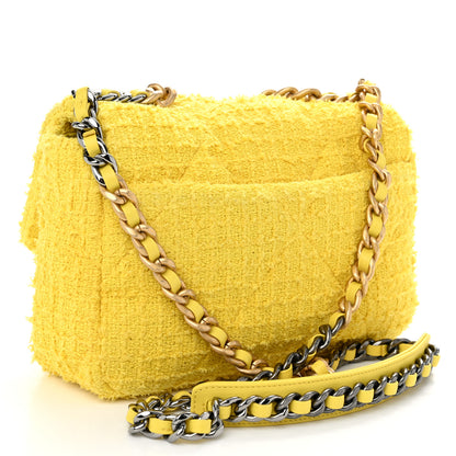 Chanel Tweed Quilted Medium Chanel 19 Flap Yellow 3 of 9