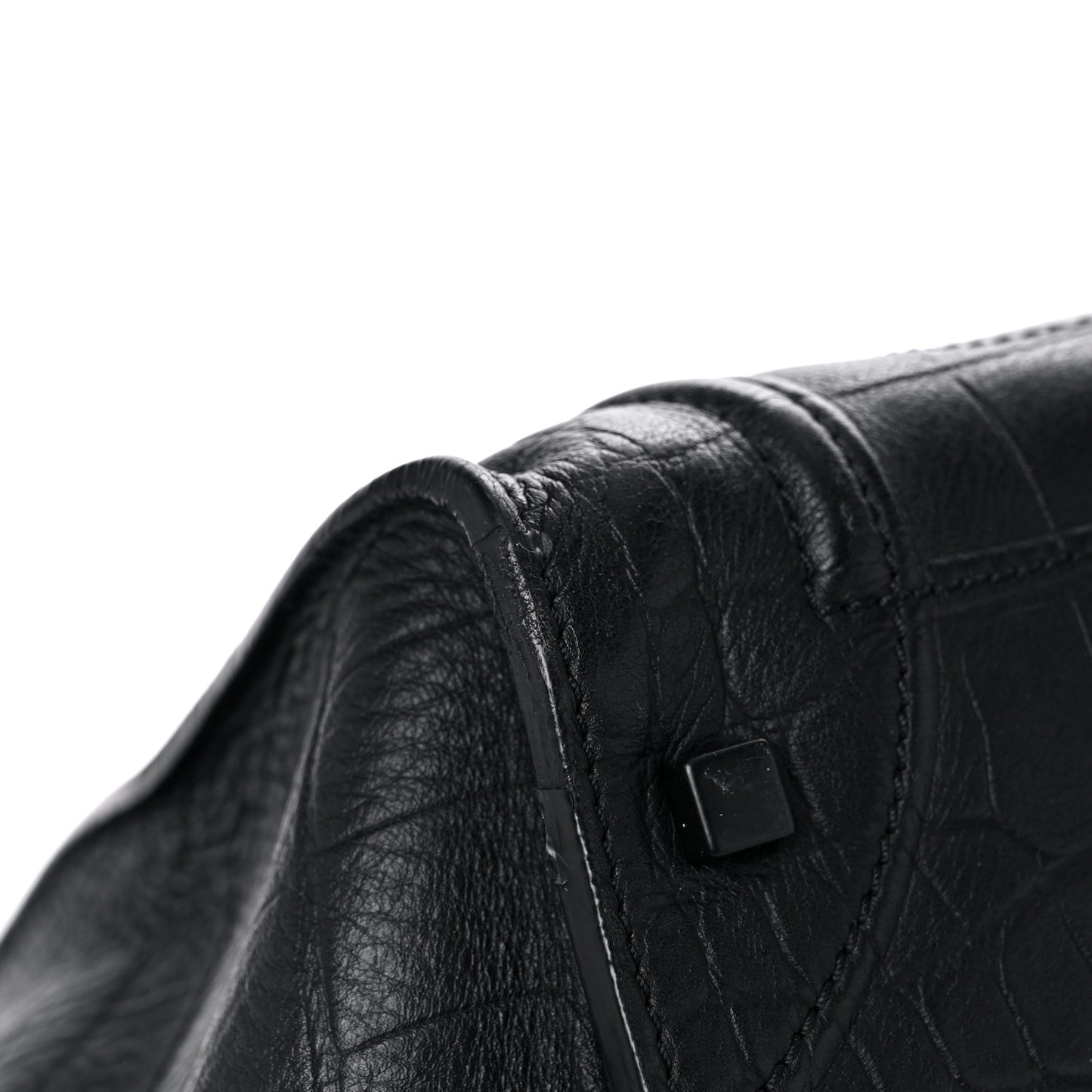 Calfskin Crocodile Embossed Medium Phantom Luggage Black