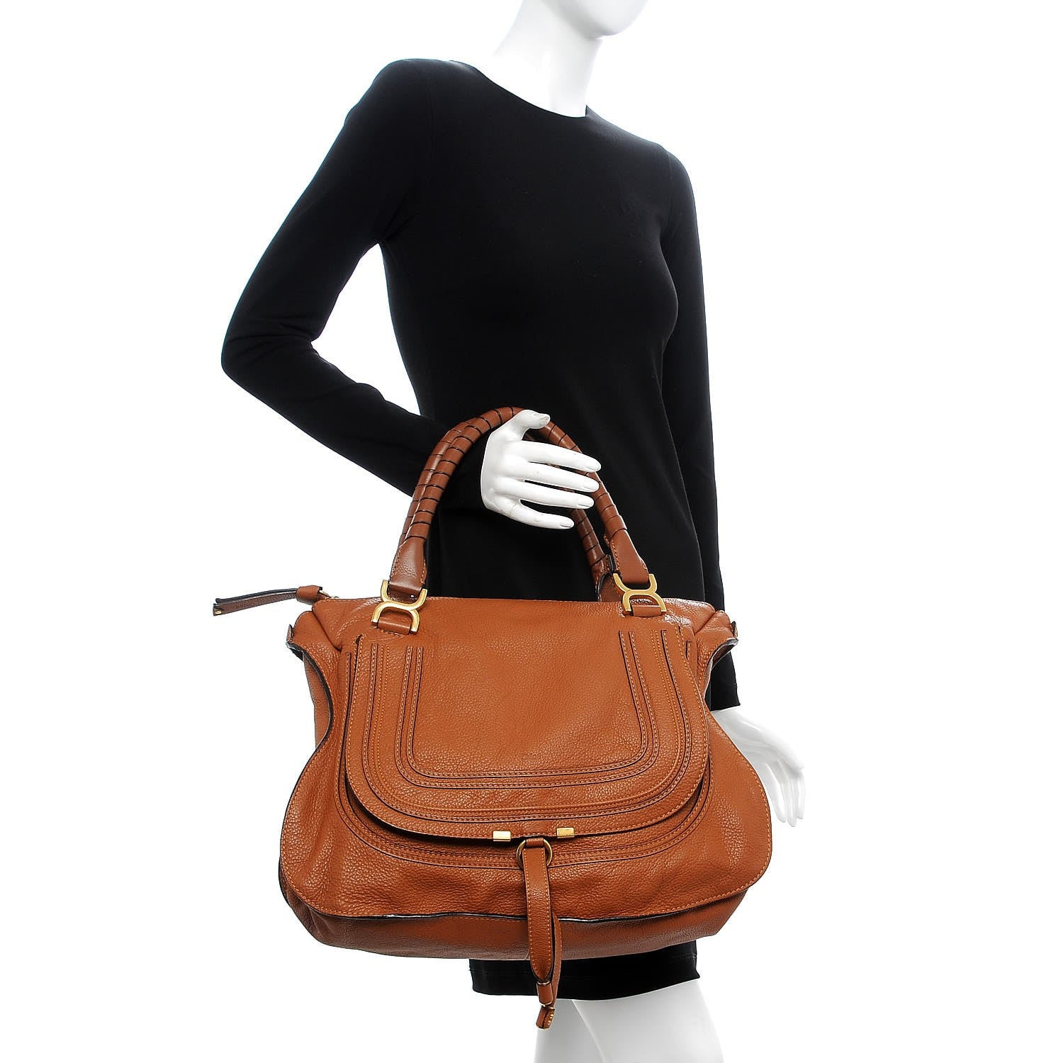 Chloe Calfskin Large Marcie Satchel Tan 2 of 7