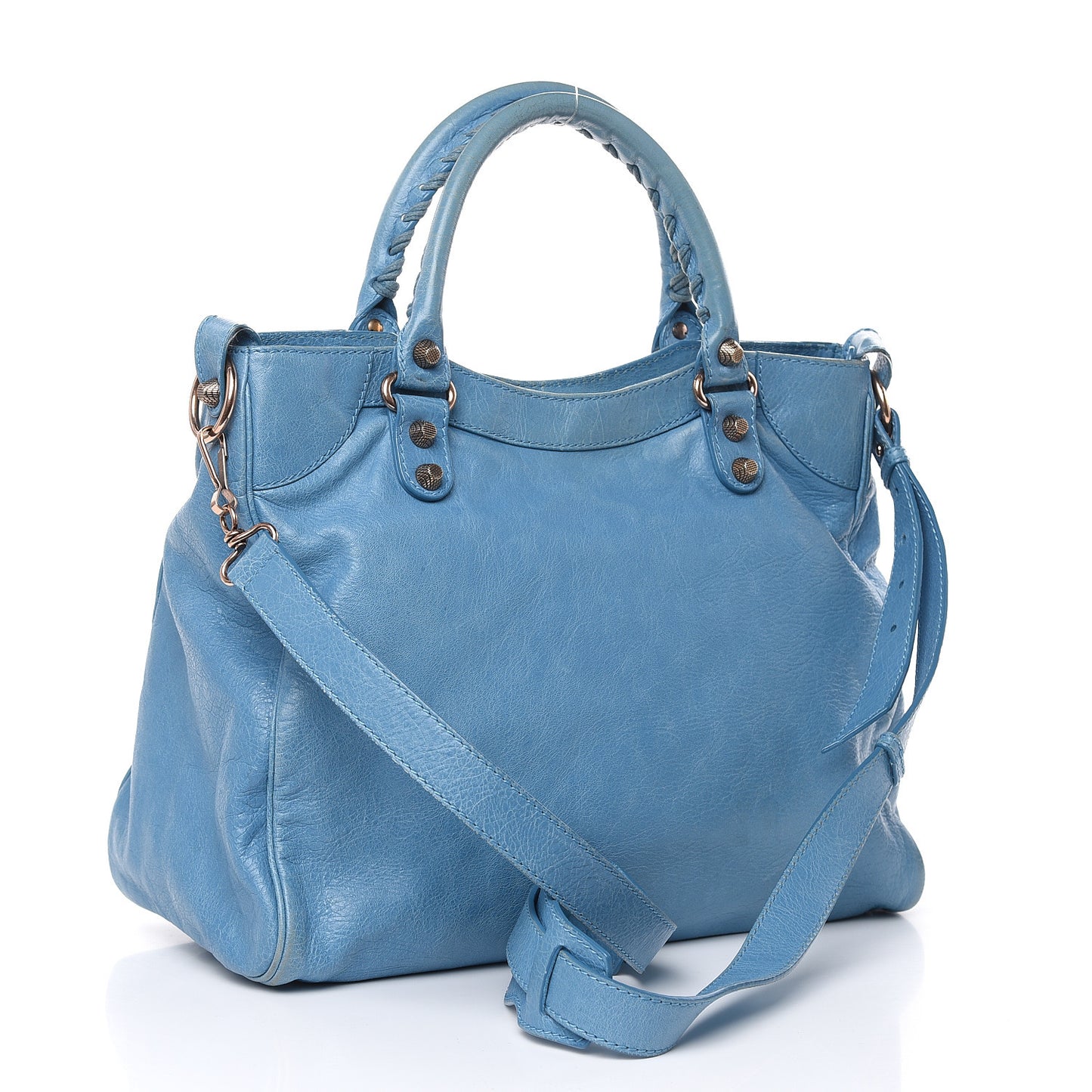 Agneau Giant 12 Rose Gold Hardware City Bleu Indigo