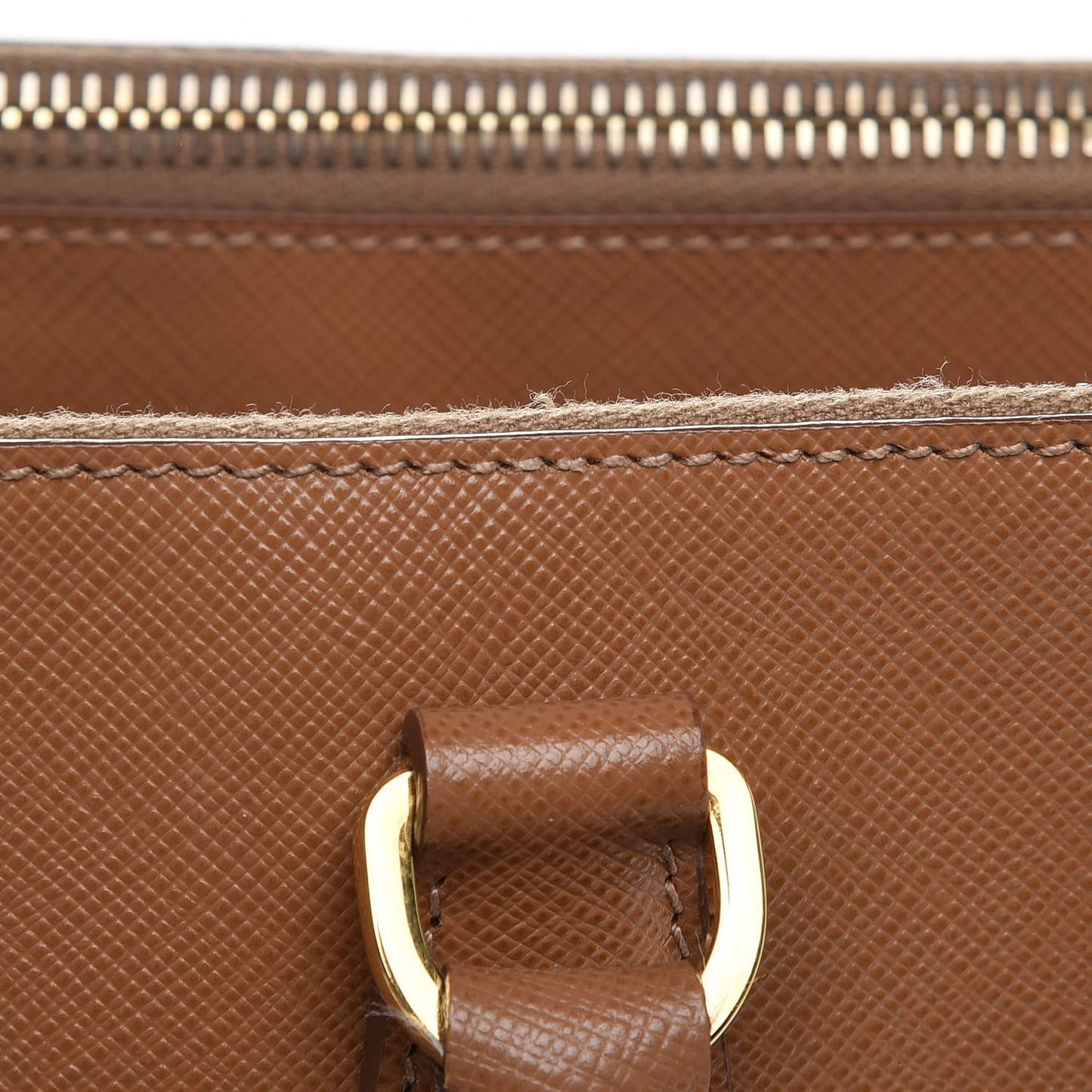 Saffiano Large Galleria Double Zip Tote Caramel
