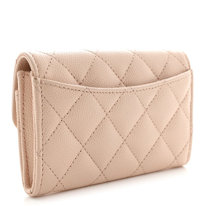 Chanel Caviar Quilted Flap Card Holder Wallet Light Beige 3 of 9