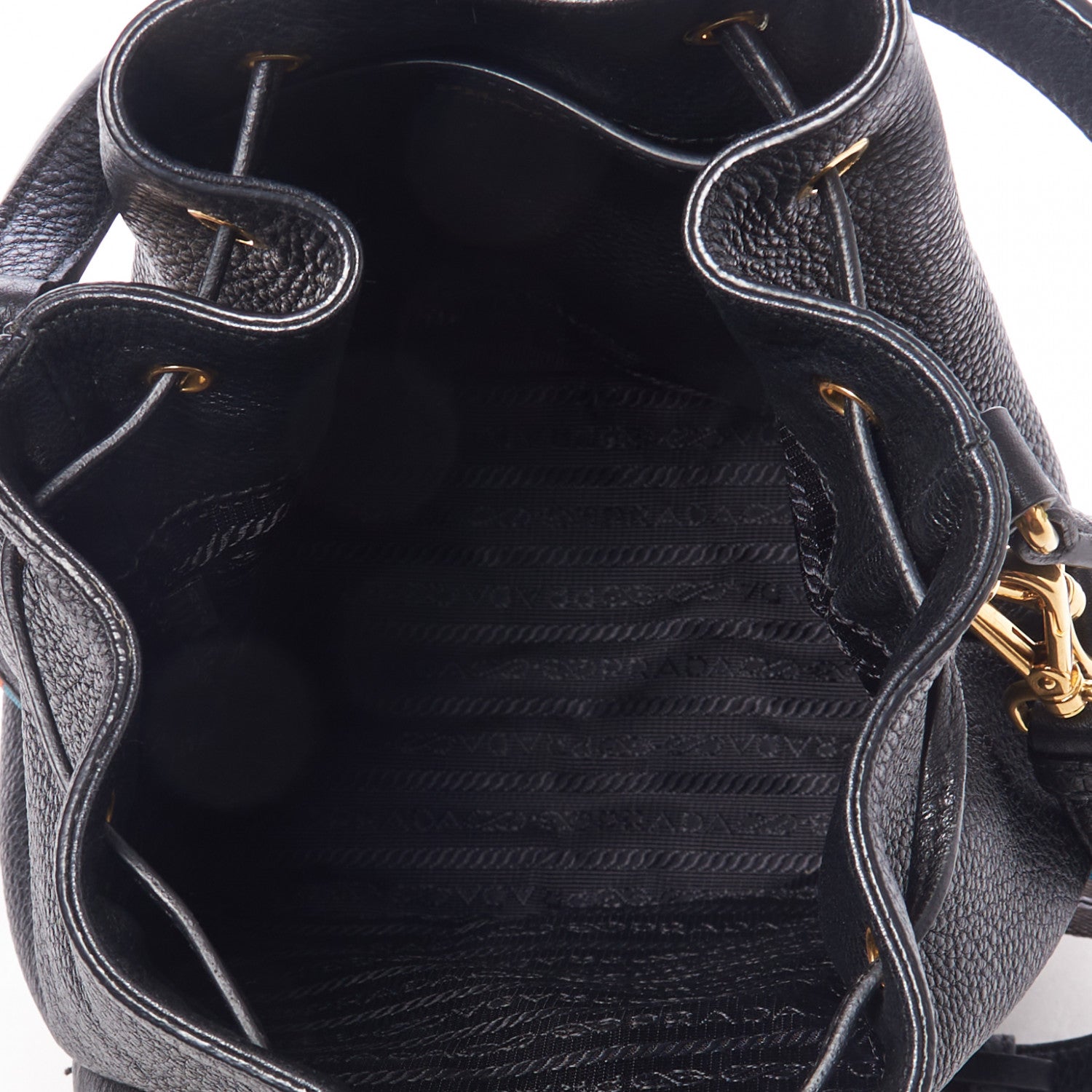 Prada Vitello Daino Drawstring Bucket Black 6 of 8