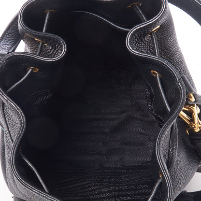 Prada Vitello Daino Drawstring Bucket Black 6 of 8