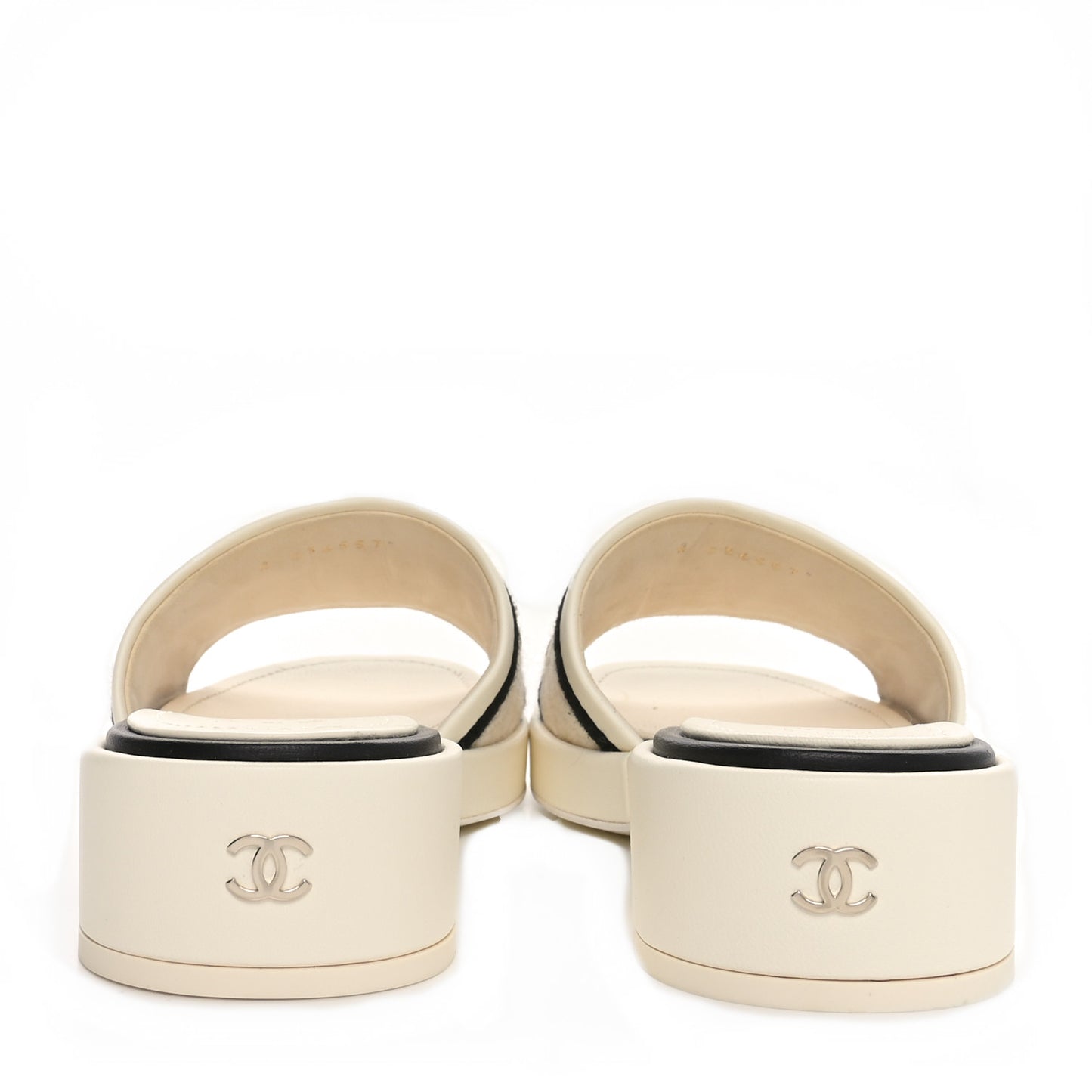 Lambskin Embroidered Logo Mules 36 Ivory Black