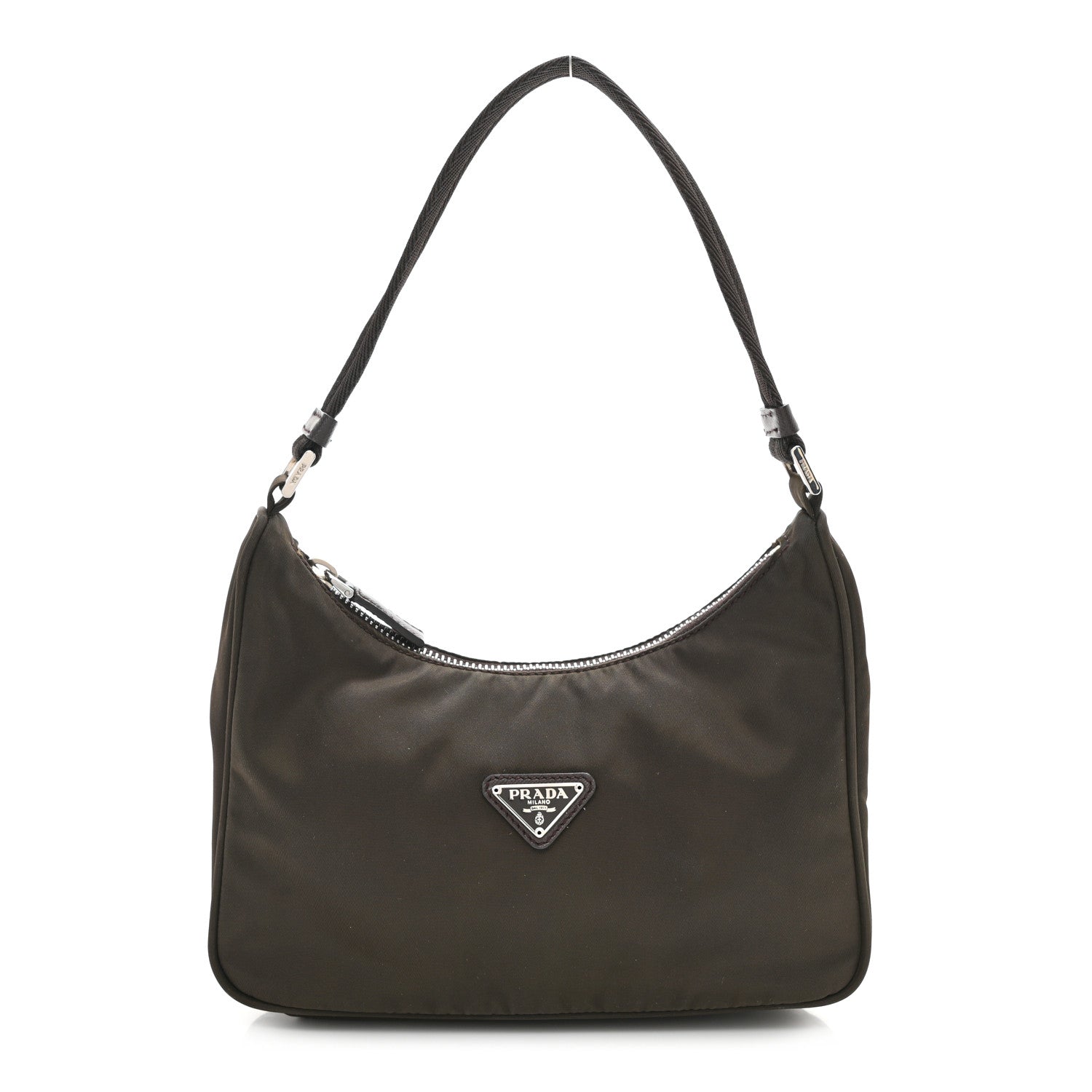 Prada Tessuto Nylon Saffiano Shoulder Bag Ebano 1 of 8