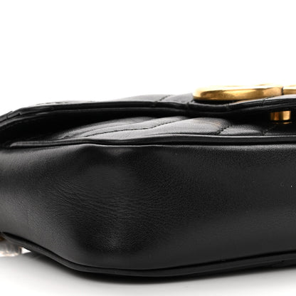 Gucci Calfskin Matelasse Super Mini GG Marmont Shoulder Bag Black 9 of 12