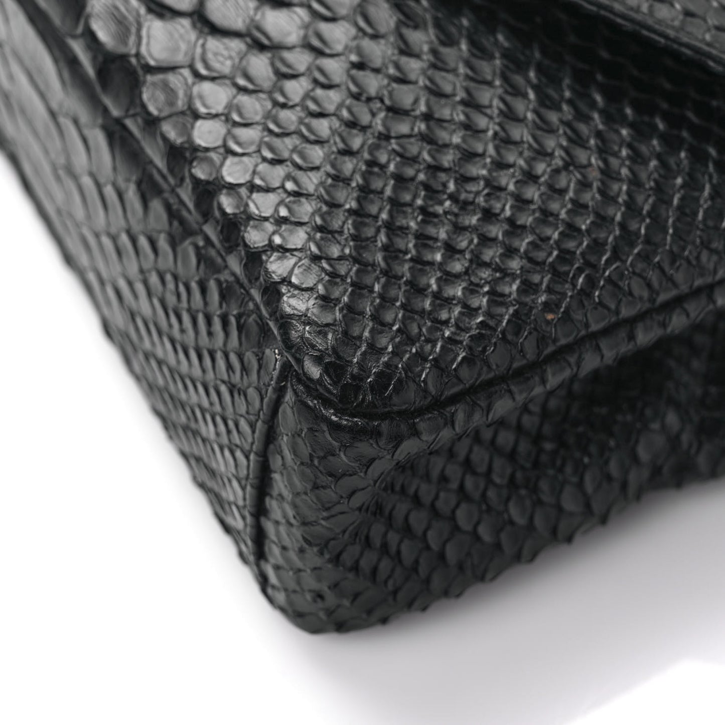 Calfskin Python Embossed Monogram Medium College Bag Black