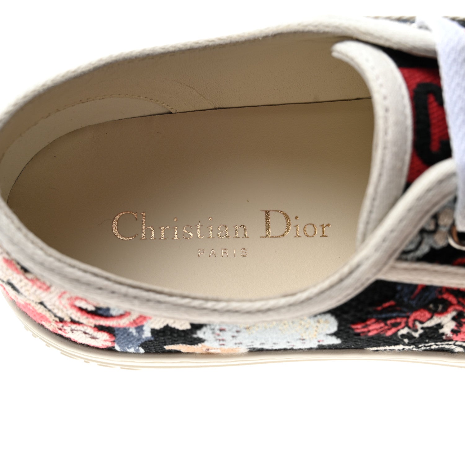 Christian Dior Cotton Floral Pop Embroidered Walk'N'Dior Low Top Sneakers 39 Red Multicolor 7 of 9