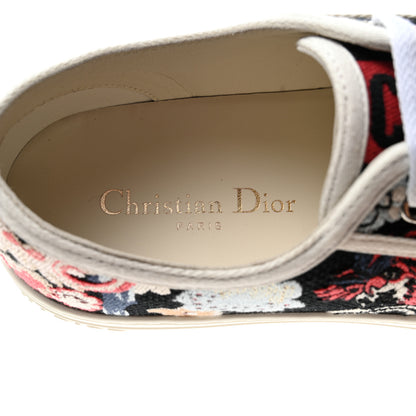 Christian Dior Cotton Floral Pop Embroidered Walk'N'Dior Low Top Sneakers 39 Red Multicolor 7 of 9