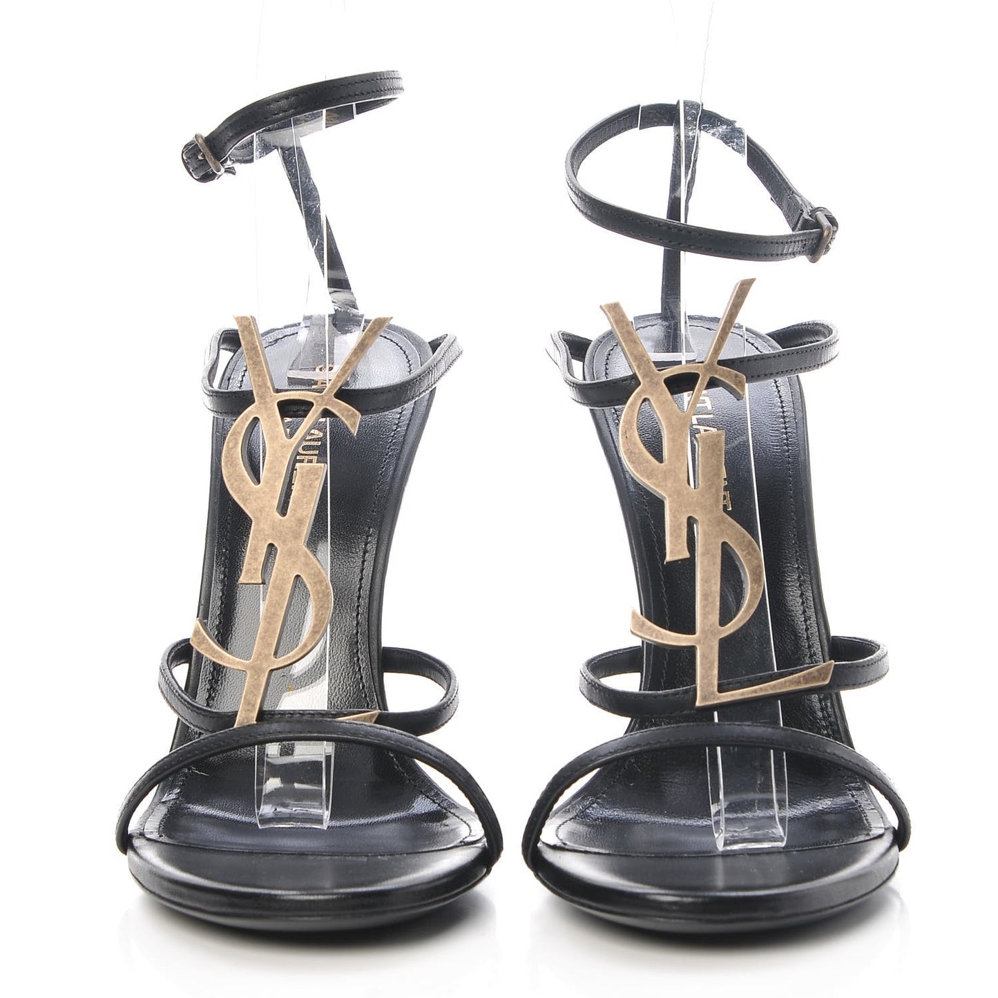 Calfskin Cassandra 110 Ankle Strap Sandals Black 38.5