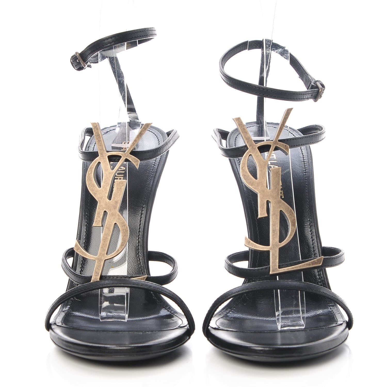 Saint Laurent Calfskin Cassandra 110 Ankle Strap Sandals Black 38.5 2 of 9