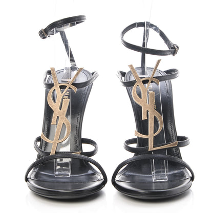 Saint Laurent Calfskin Cassandra 110 Ankle Strap Sandals Black 38.5 2 of 9