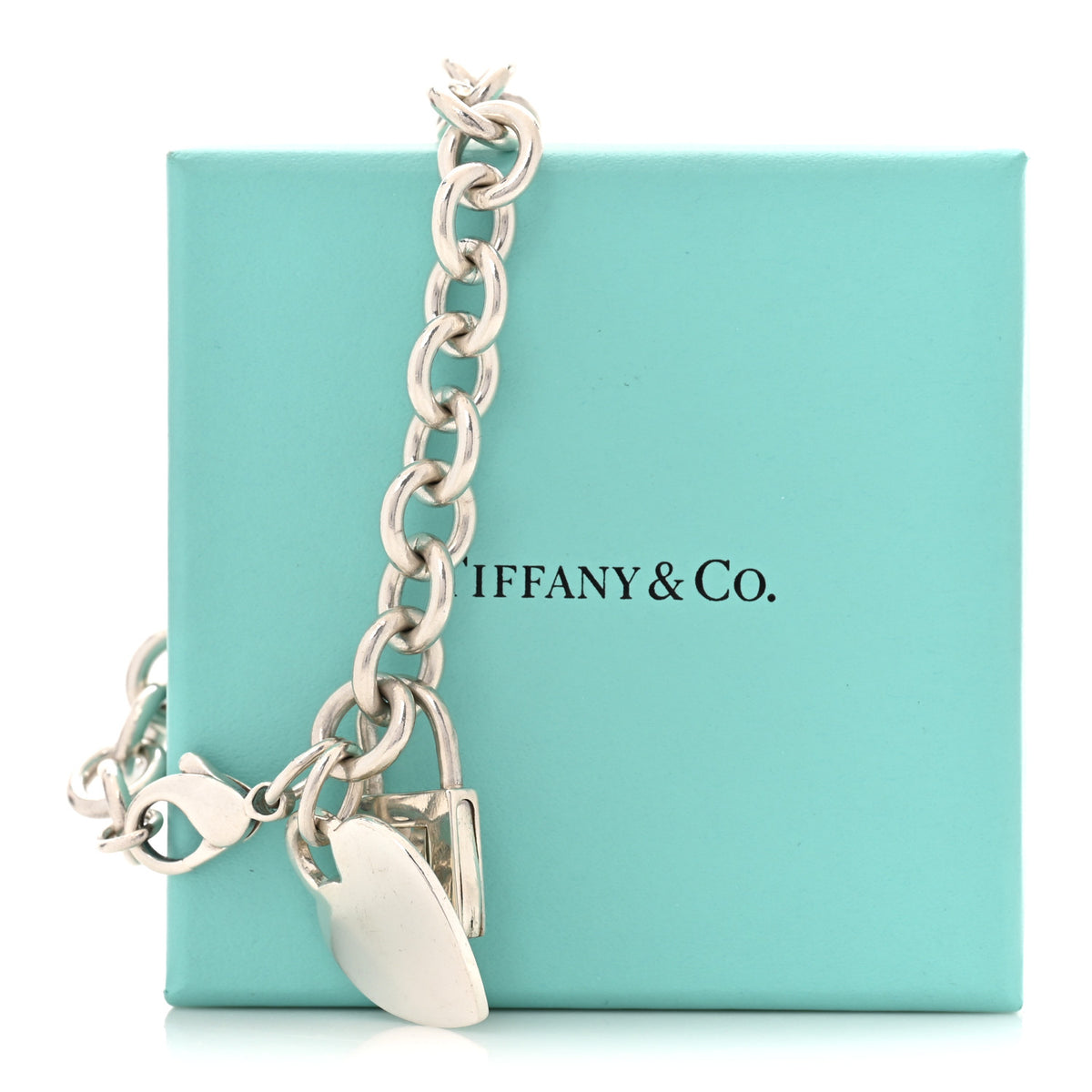 Tiffany Sterling Silver Heart N Lock Heart Tag Charm Bracelet 5 of 5