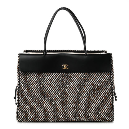 Chanel Tweed Calfskin Urban Essentials Large Shopping Bag Black Multicolor 1 of 9