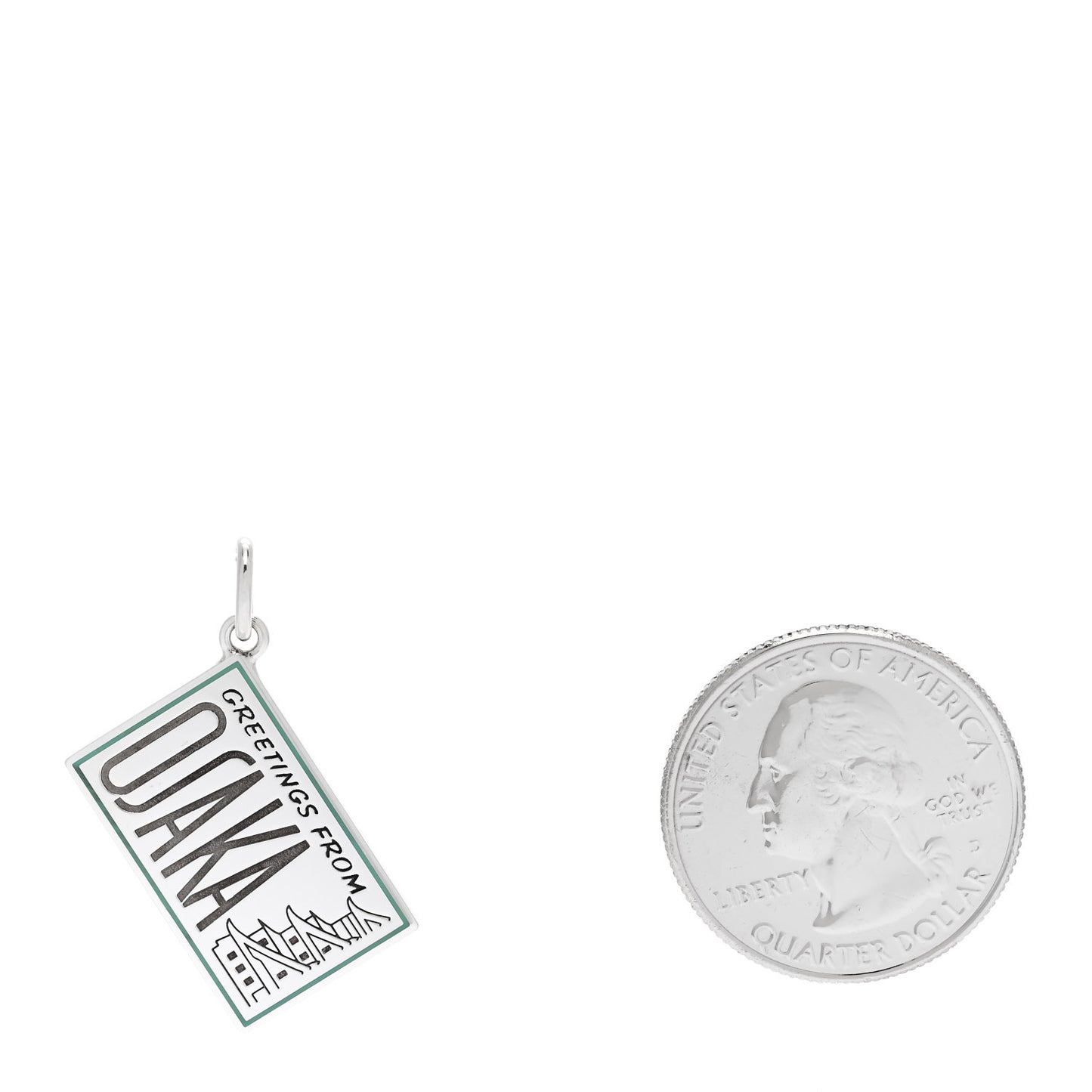 Sterling Silver Enamel Osaka Postcard Charm Blue