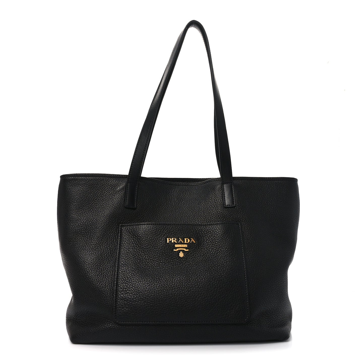 Vitello Daino Pocket Shopping Tote Black