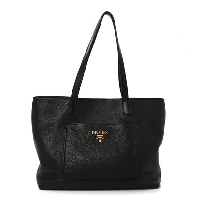 Prada Vitello Daino Pocket Shopping Tote Black 1 of 9