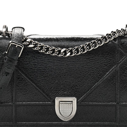 Christian Dior Crackled Deerskin Medium Diorama Flap Bag Black 8 of 11