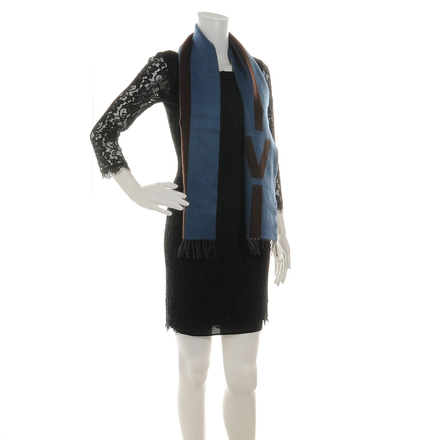 Wool Cashmere Historique Scarf Blue