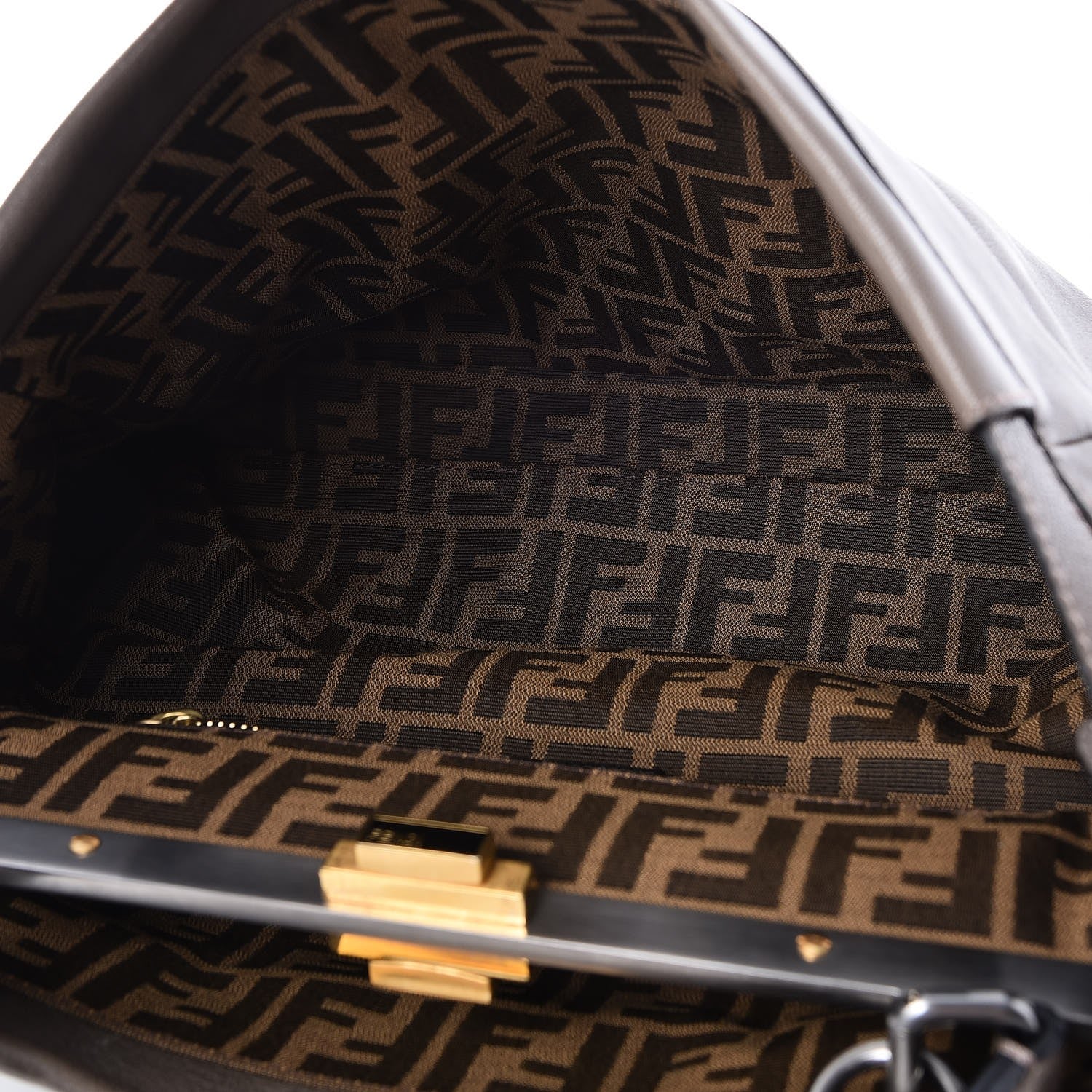 Fendi Goatskin Zucca Large Peekaboo Iconic Satchel Taupe Tobacco Moro 6 of 10