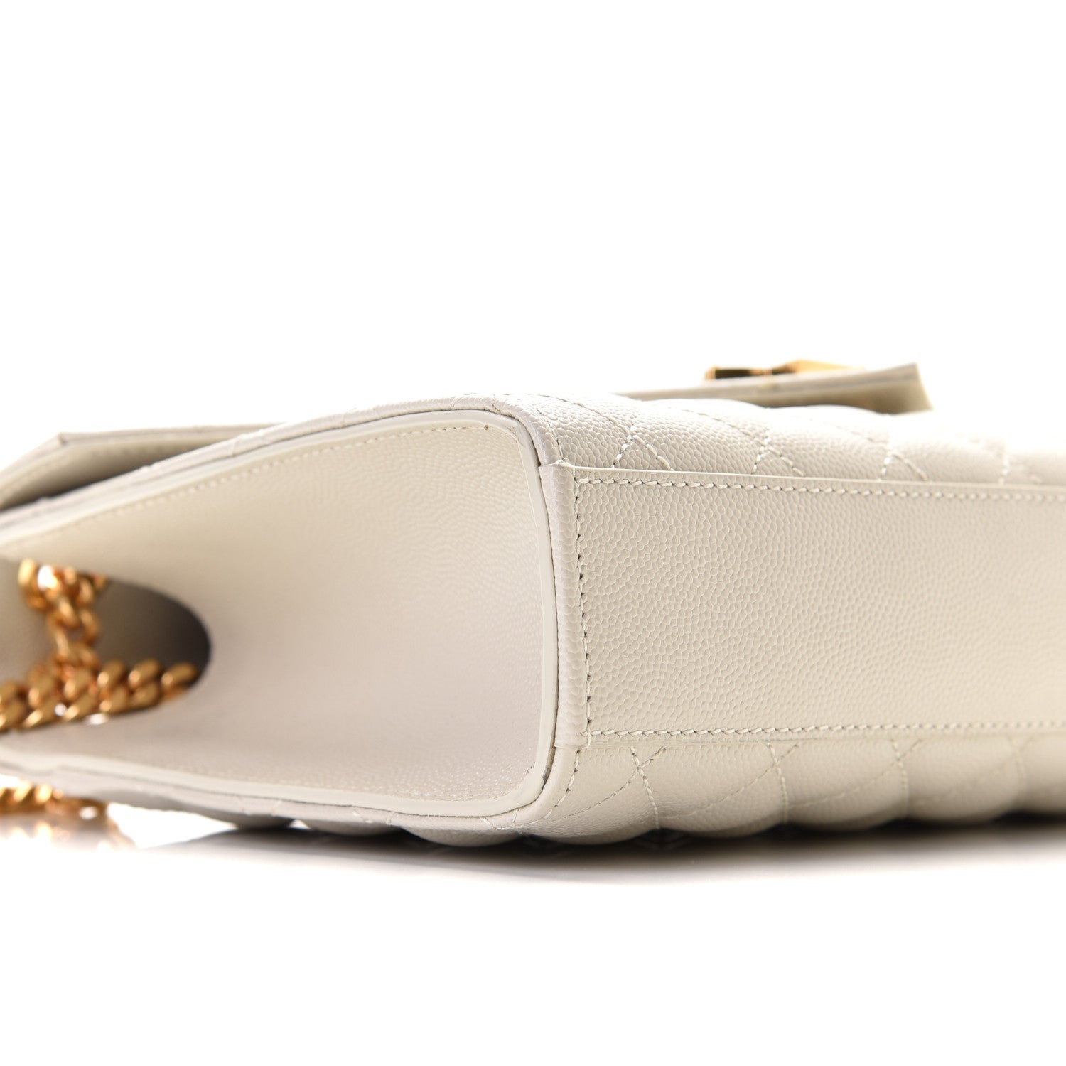 Saint Laurent Grain De Poudre Textured Mixed Matelasse Medium Triquilt Monogram Satchel Crema Soft 6 of 11