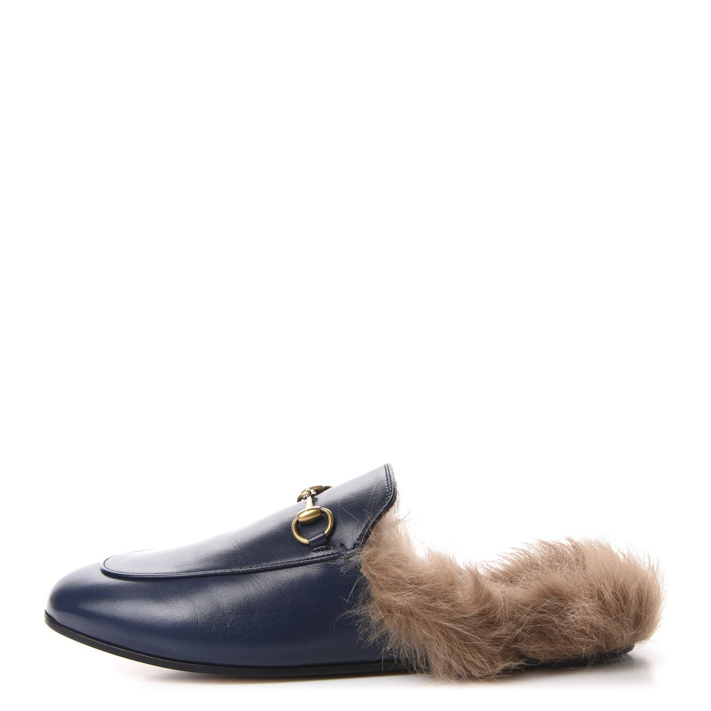 Malaga Kid Fur Womens Princetown Slippers 39 Blue Agata