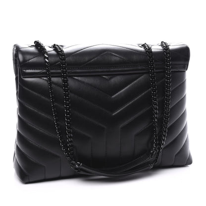 Saint Laurent Calfskin Y Quilted Monogram Medium Loulou Chain Satchel Black 2 of 10