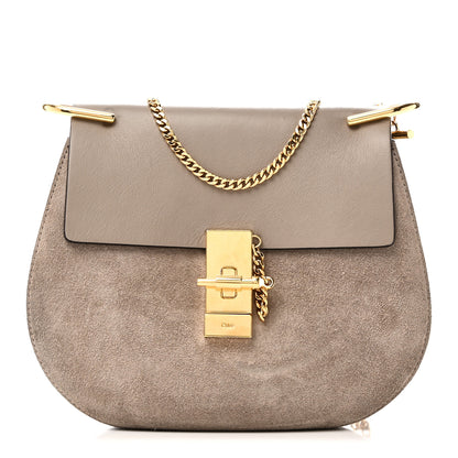 Chloe Suede Smooth Calfskin Drew Shoulder Bag Motty Grey 1 of 9
