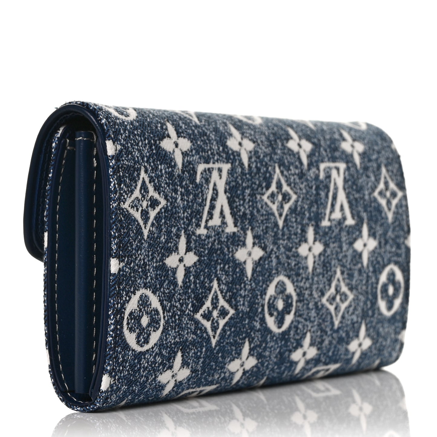 Monogram Jacquard Denim Sarah Wallet Bleu