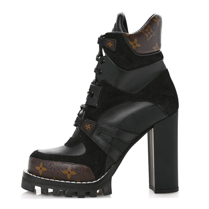 Louis Vuitton Suede Calfskin Monogram Star Trail Ankle Boots 38 Black 1 of 11