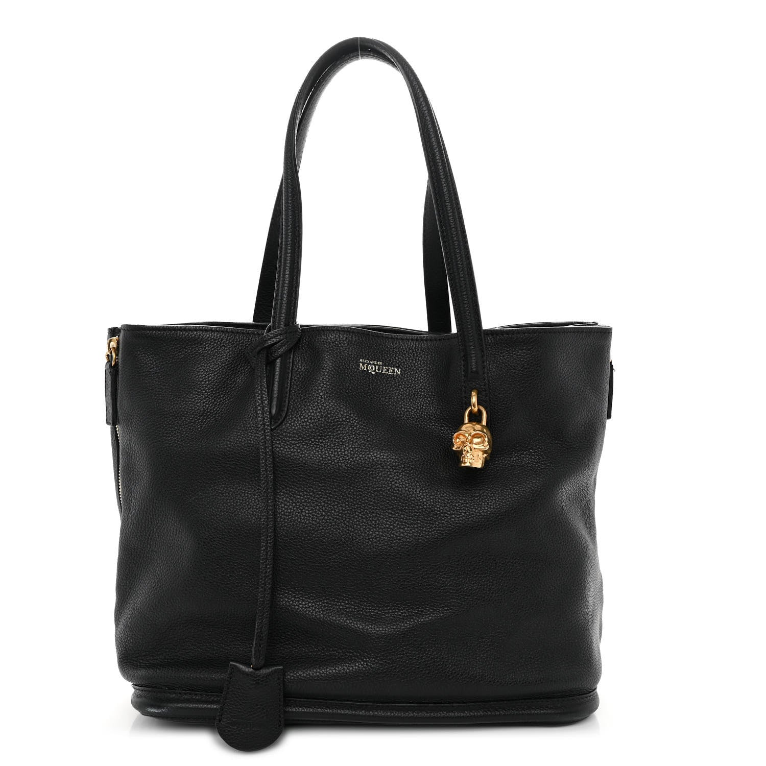 Alexander McQueen Pebbled Calfskin Skull Padlock Tote Black 1 of 11