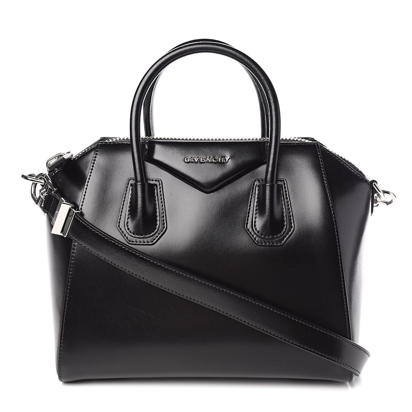 Shiny Lord Calfskin Small Antigona Black