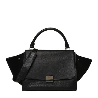 Celine Drummed Calfskin Suede Small Trapeze Black 1 of 14