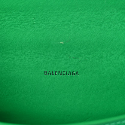 Balenciaga Shiny Calfskin Tonal B Crocodile Embossed Hourglass Top Handle Bag XS Vivid Green 6 of 11