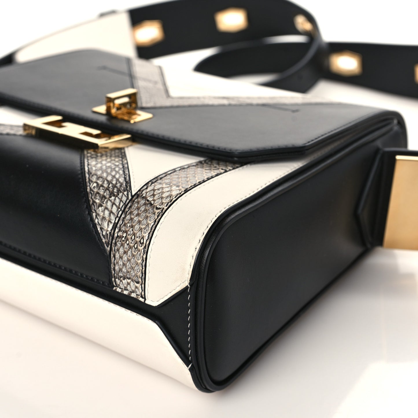 Calfskin Snake Embossed Medium Eden Black White