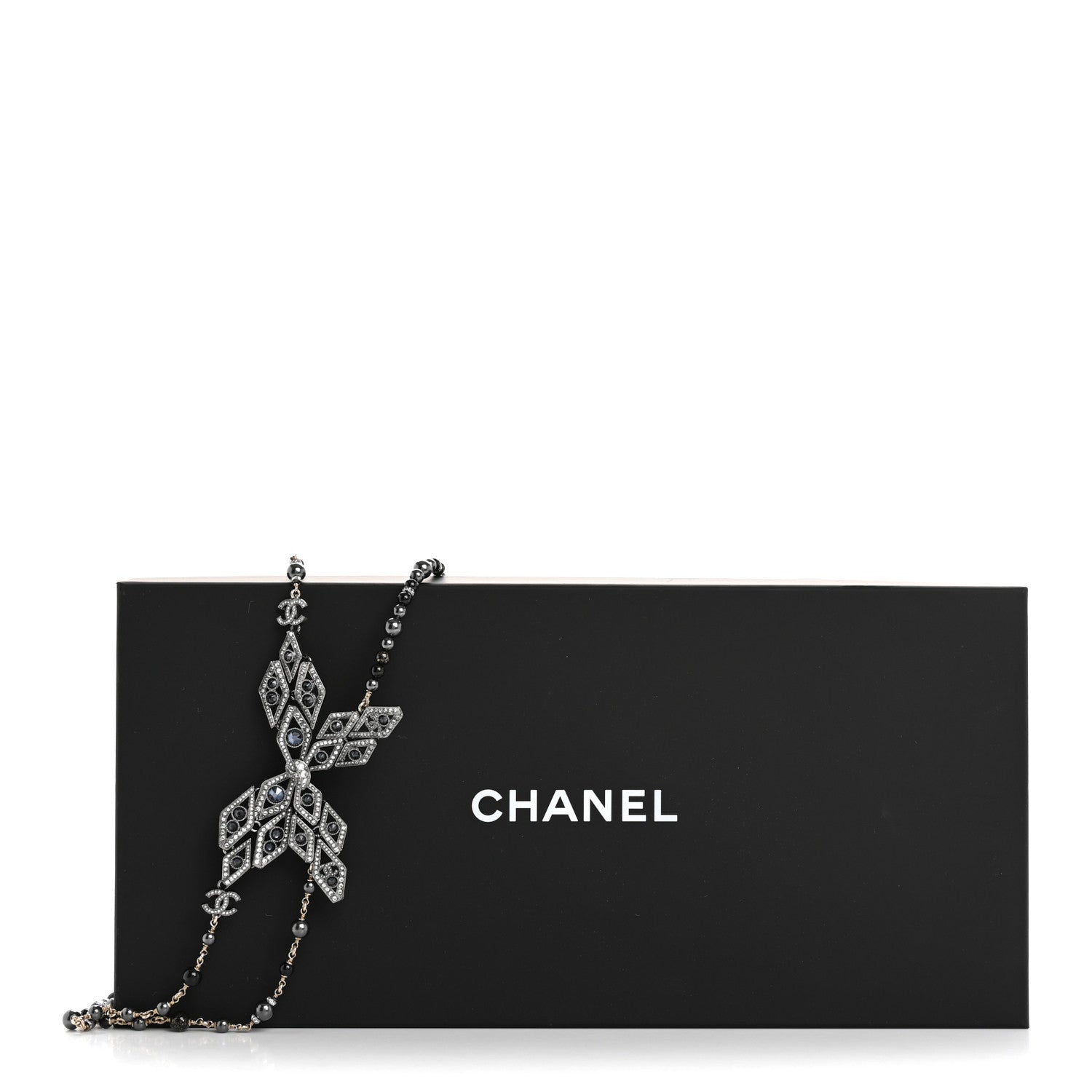 Chanel Metal Glass Pearls Strass CC Multi Strand Butterfly Chain Belt Ruthenium Gold Multicolor 5 of 5